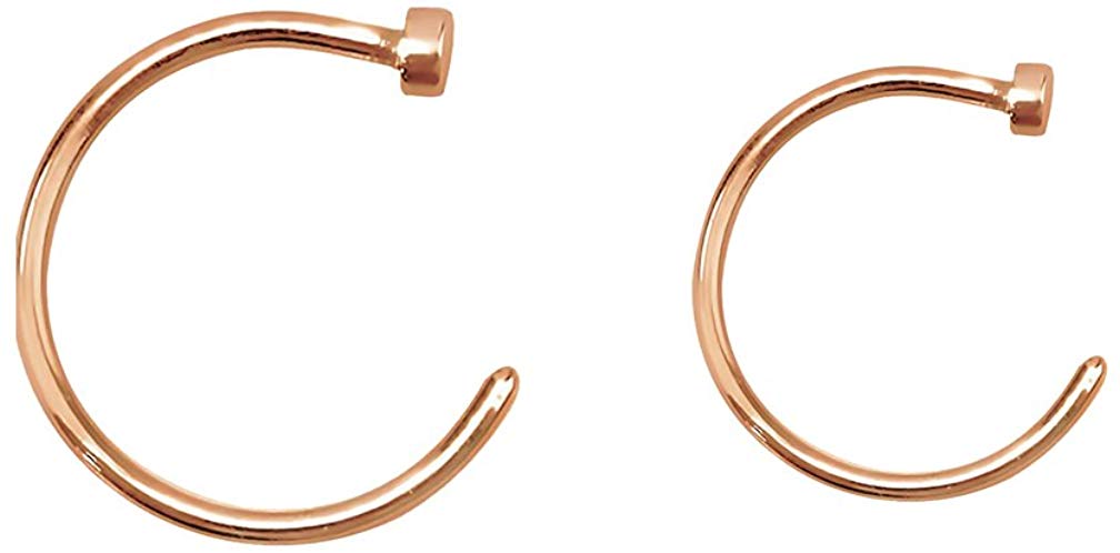 Rose Gold Flat Disc Nose Hoop 316L Surgical Steel Rings (Various Sizes)