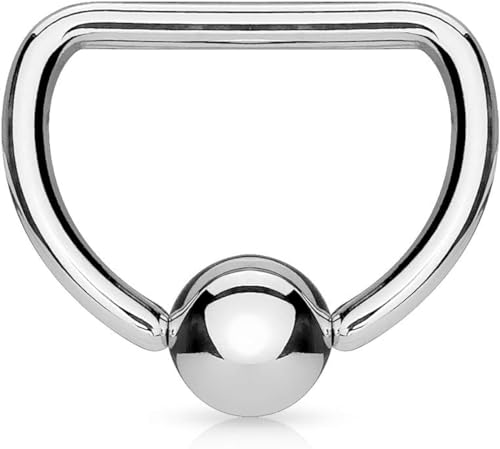 FIFTH CUE D Shaped 316L Surgical Steel Captive Bead Ring