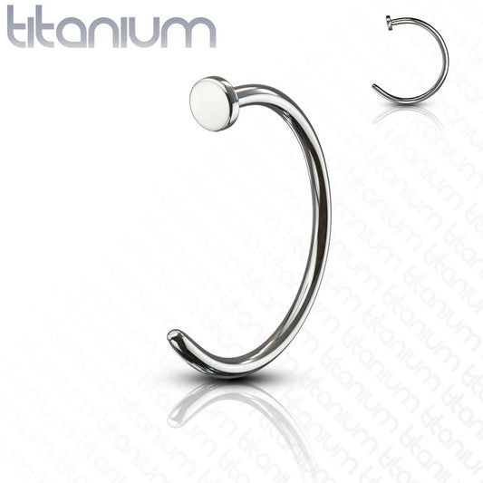 Solid Grade 23 Titanium Flat Disc Nose Hoop Ring