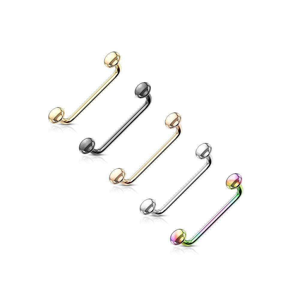 16GA Flat Disc Ends 90 Degree Bent Staple Barbells for Surface 316L Surgical Steel Surface & Snake Eye Tongue Piercings