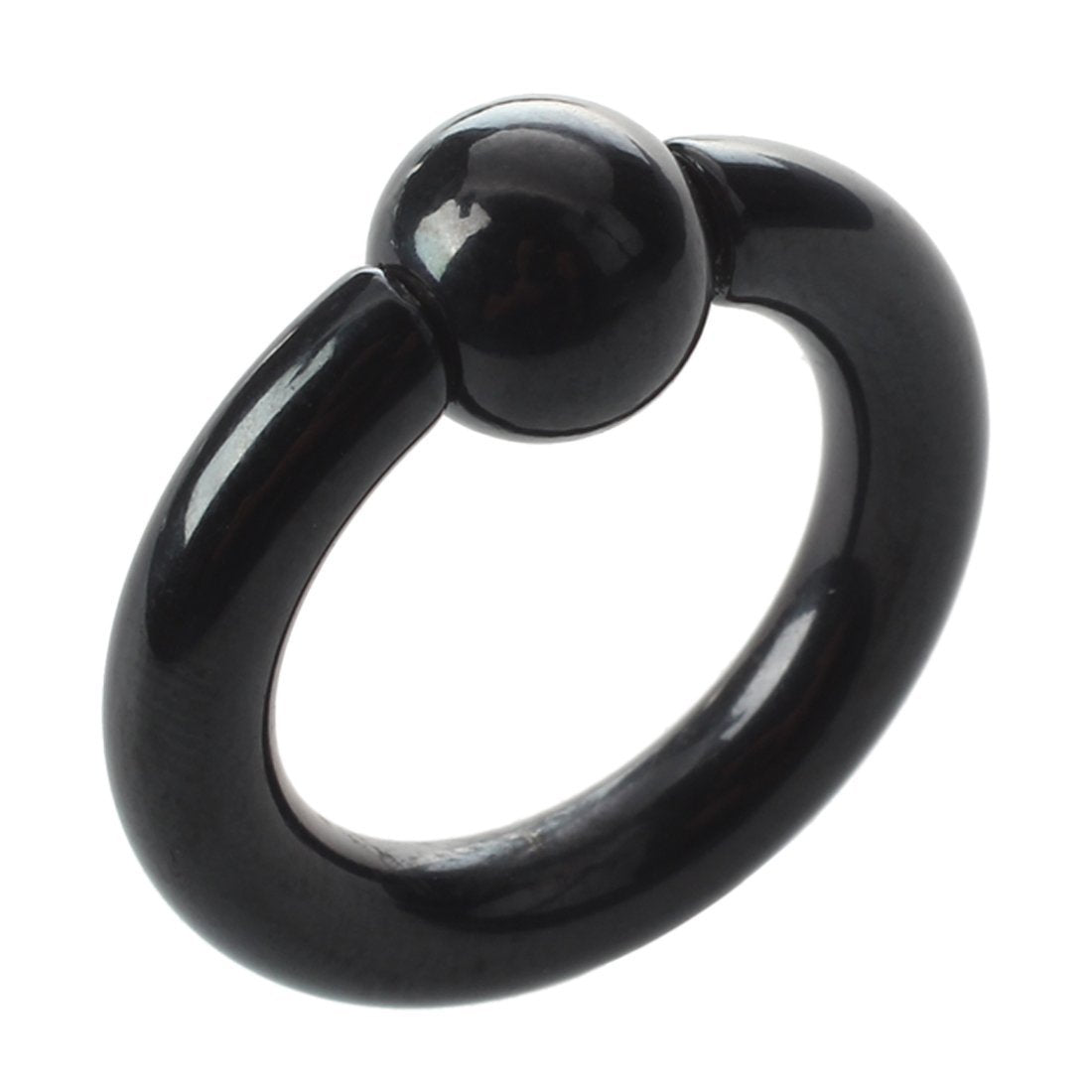 FIFTH CUE Black IP Spring Action Easy Pop Out Captive Bead Ring 316L Surgical Steel - EASY OPEN! - 00G | 0G | 2G | 4G | 6G | 8G