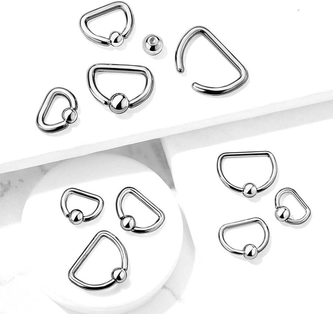 FIFTH CUE D Shaped 316L Surgical Steel Captive Bead Ring