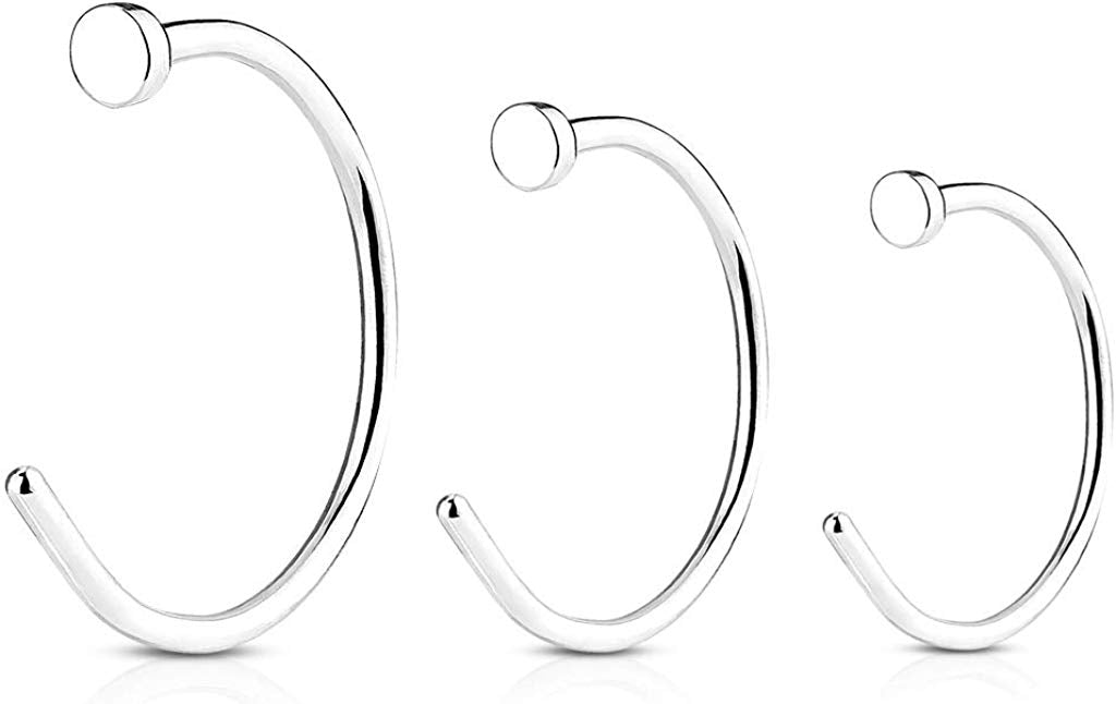 Flat Disc Nose Hoop 316L Surgical Steel Rings (Various Sizes)
