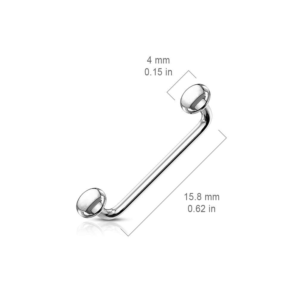 16GA Flat Disc Ends 90 Degree Bent Staple Barbells for Surface 316L Surgical Steel Surface & Snake Eye Tongue Piercings