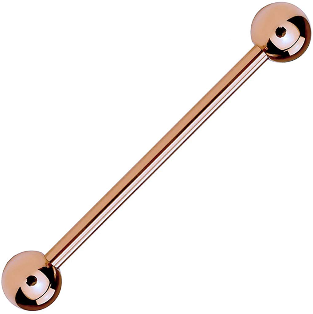 14GA Rose Gold IP Over 316L Surgical Steel Barbell w/5mm Ball