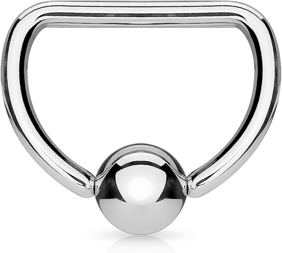 FIFTH CUE D Shaped 316L Surgical Steel Captive Bead Ring