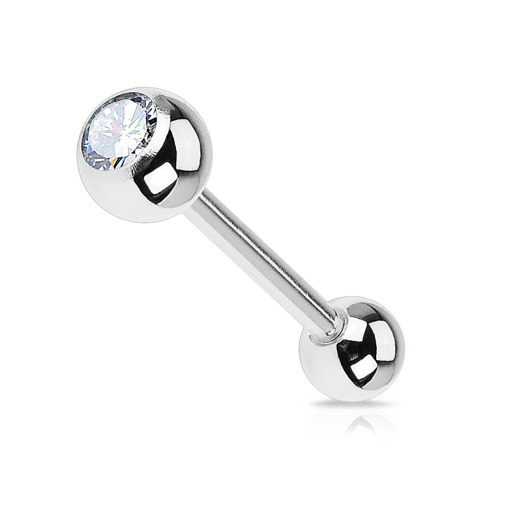 Solid G23 Implant Grade Titanium Internally Threaded Barbell w/Press Fit Jeweled Ball