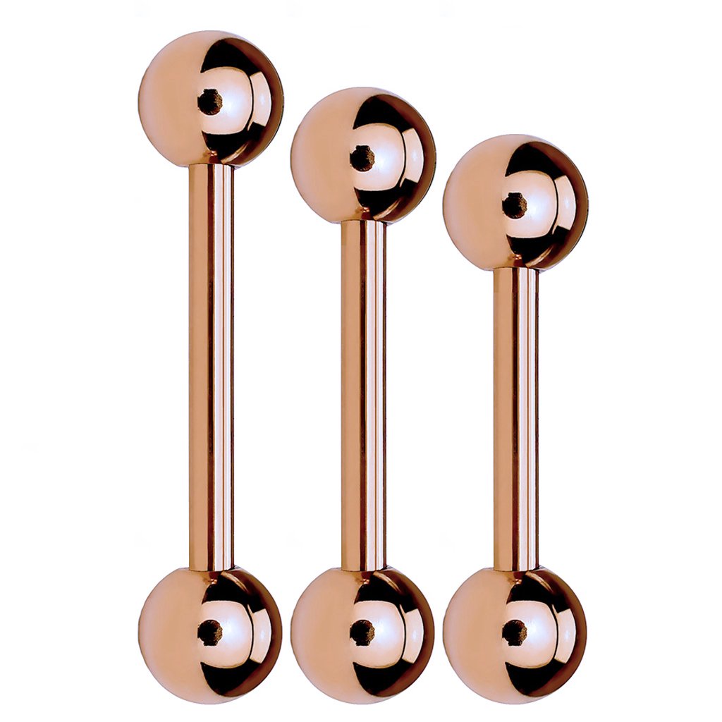 14GA Rose Gold IP Over 316L Surgical Steel Barbell w/5mm Ball