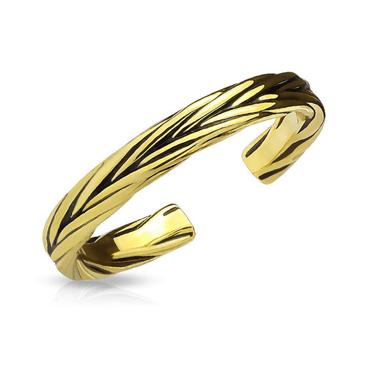 FIFTH CUE Double Braided Adjustable Gold Plated Brass Finger Mid-Ring or Toe Ring