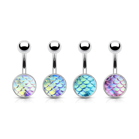 14GA AB Effect Fish Scale Set 316L Surgical Steel Naval Belly Button Rings *ALL 4 COLORS* (VALUE PACK)