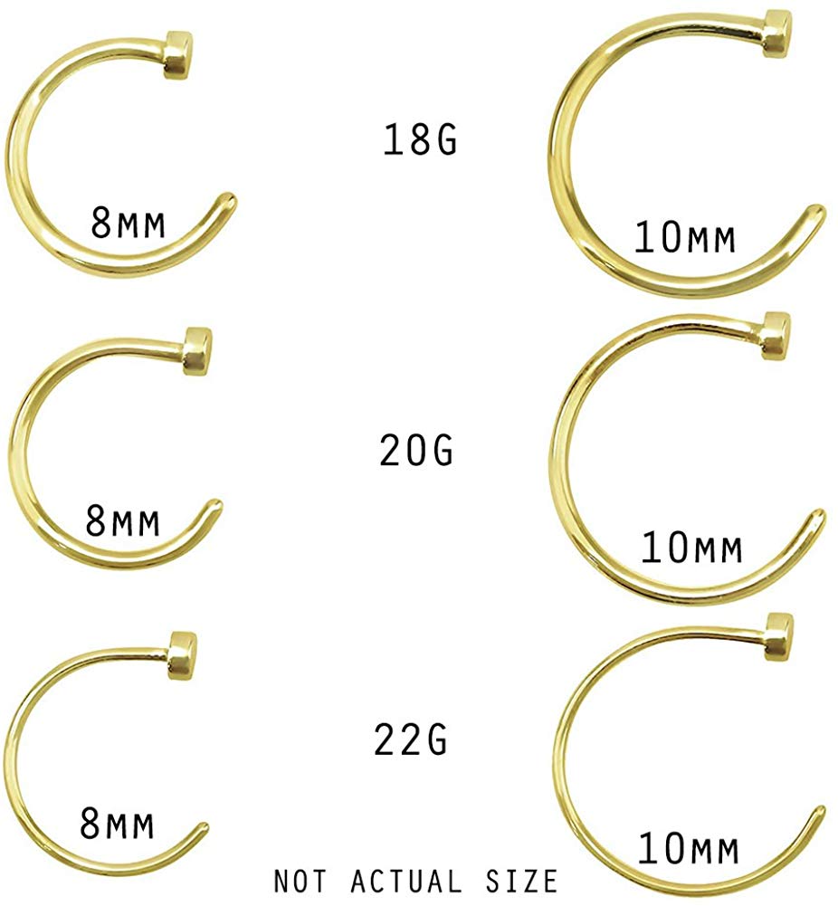 Gold Flat Disc Nose Hoop 316L Surgical Steel Rings (Various Sizes)