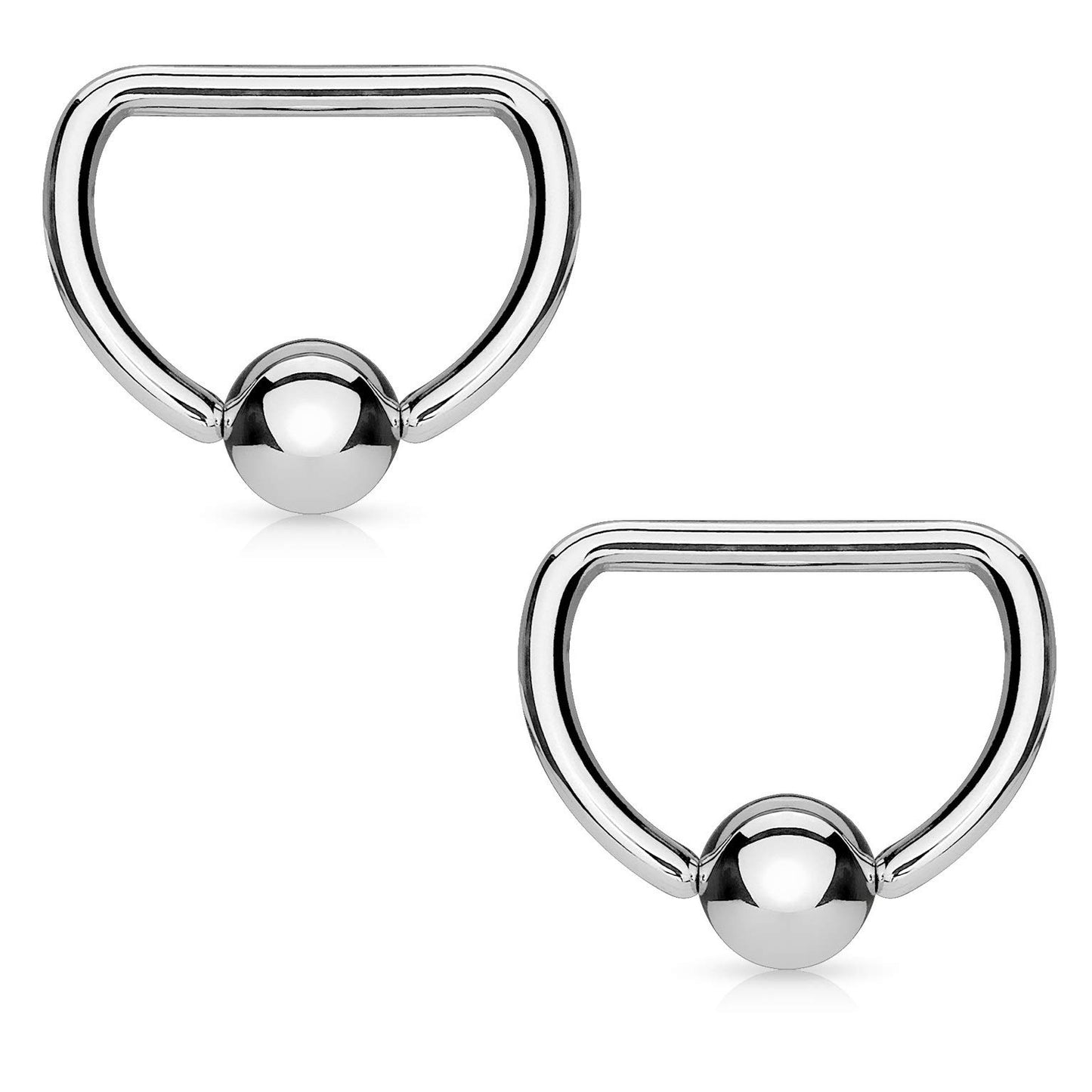 FIFTH CUE D Shaped 316L Surgical Steel Captive Bead Ring