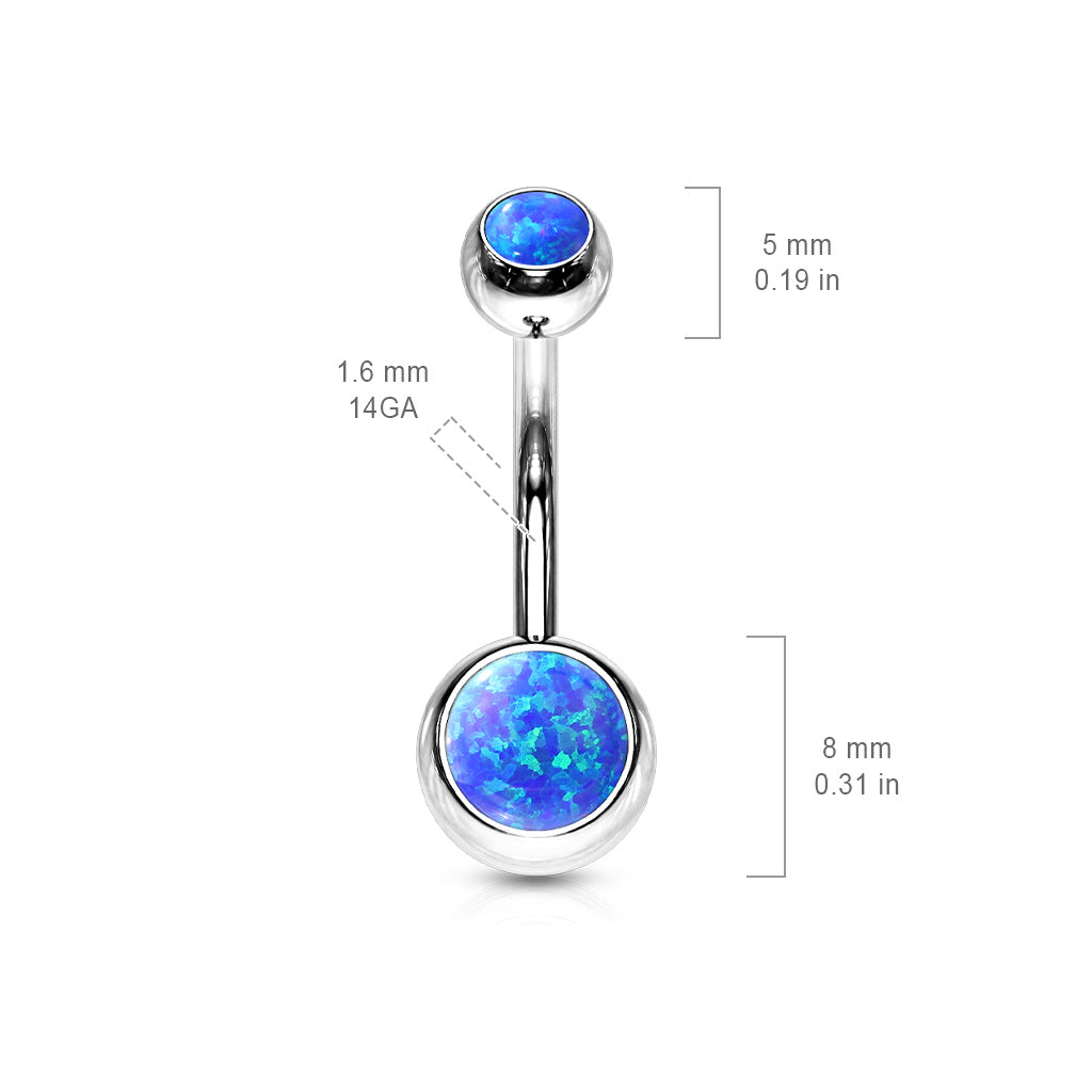 Double Opal Set 316L Surgical Steel Navel Belly Button Ring